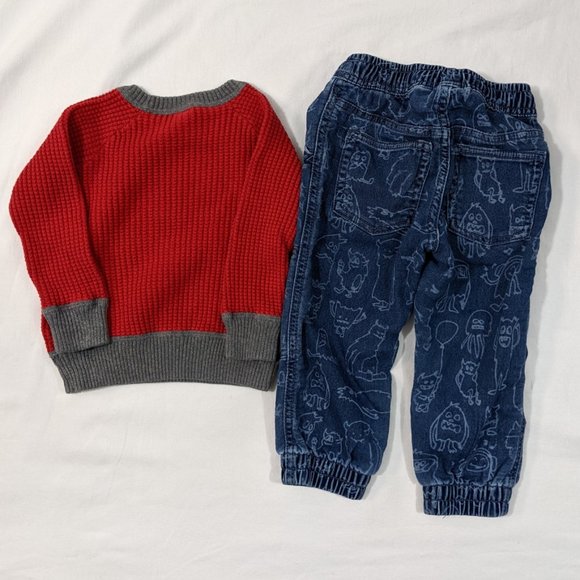 GAP 2pc Waffle Shirt & Jeans Size 18-24mths - Picture 2 of 3